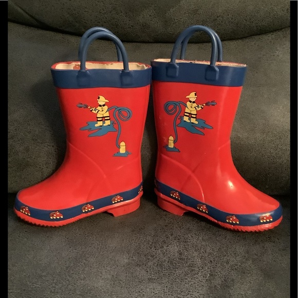 Rubber rain firefighter boots size 5 kids boys - Picture 7 of 14